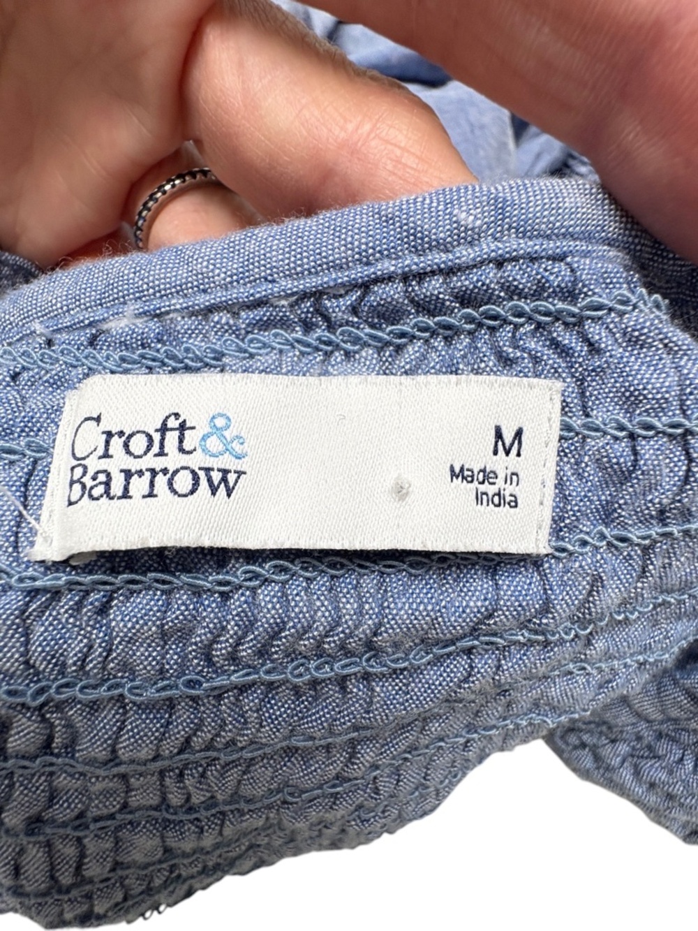 dress CROFT & BARROW blue M cotton/viscose sleeveless scoop neck elastic bodice - Picture 11 of 15